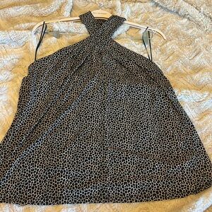 MICHAEL Michael Kors Sleeveless Halter Blouse Animal Print-Sz XL